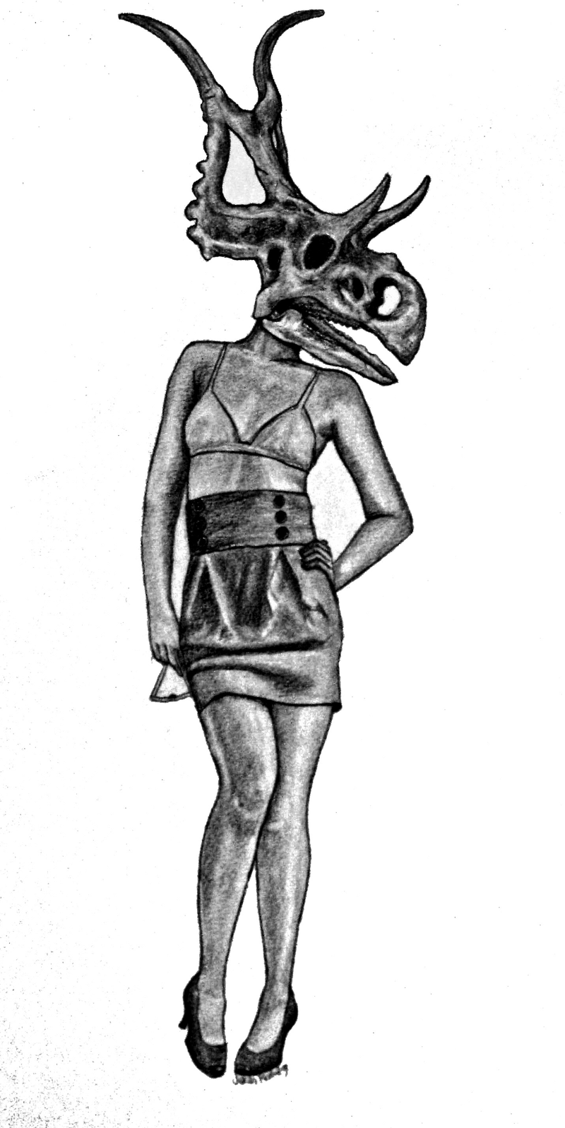 Illustration for article titled Paleontological pin-up girls have dinosaur skulls for heads